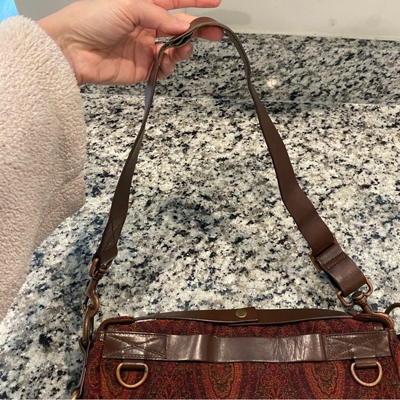 Vintage Cynthia Rowley Tapestry Purse Leather - Picture 7 of 8